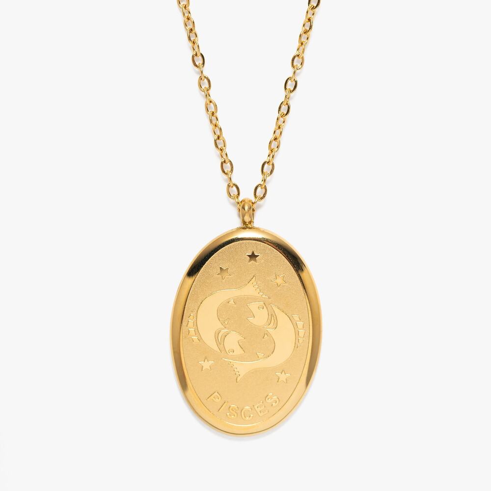 Pisces Zodiac Pendant Necklace‎ 18K Gold Plated Astrology Gift For Her
